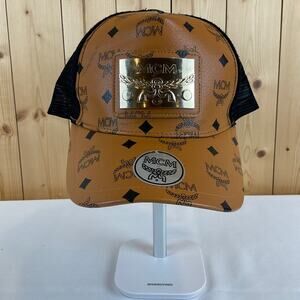 MCM Leather Baseball Cap, Brown/Black - Adjustable Sizing